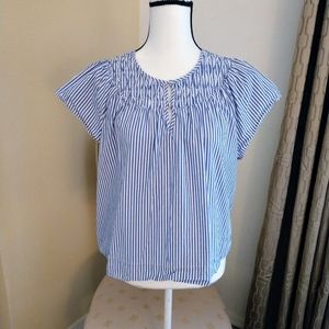 J.Crew Blue & White Short Sleeve Top Size XL